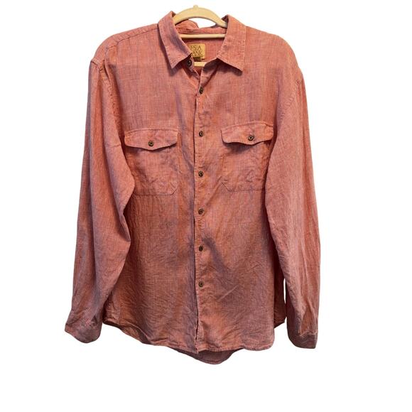 100% Linen Jos. A Banks Mens  Large button up shirt resort casual coastal - Picture 1 of 8